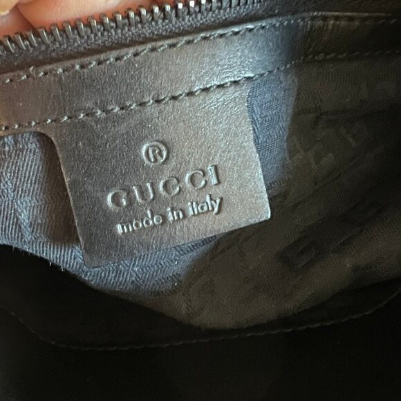 90'S GUCCI WOODEN BAMBOO TRIM LEATHER BRAIDED HANDLE BAG BLACK - Picture 8 of 9